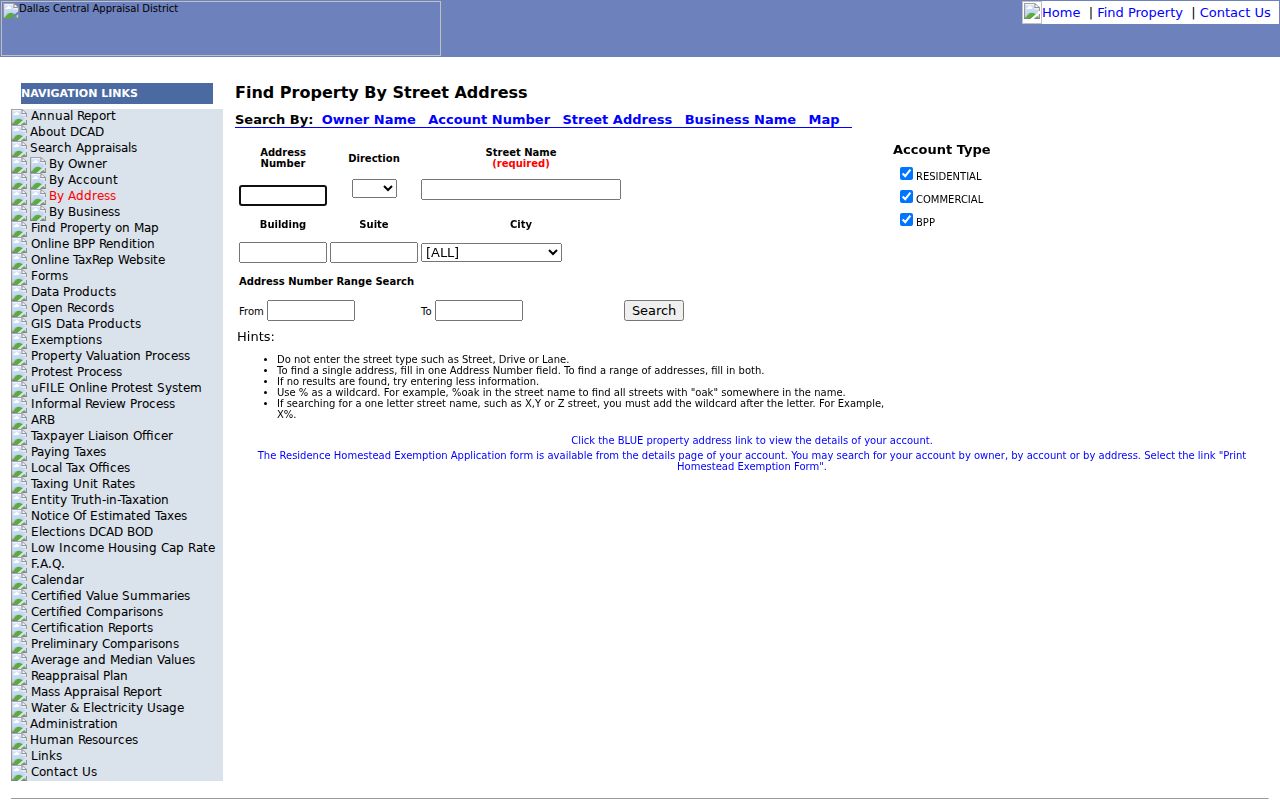 Sachse residents directory Dallas CAD address search