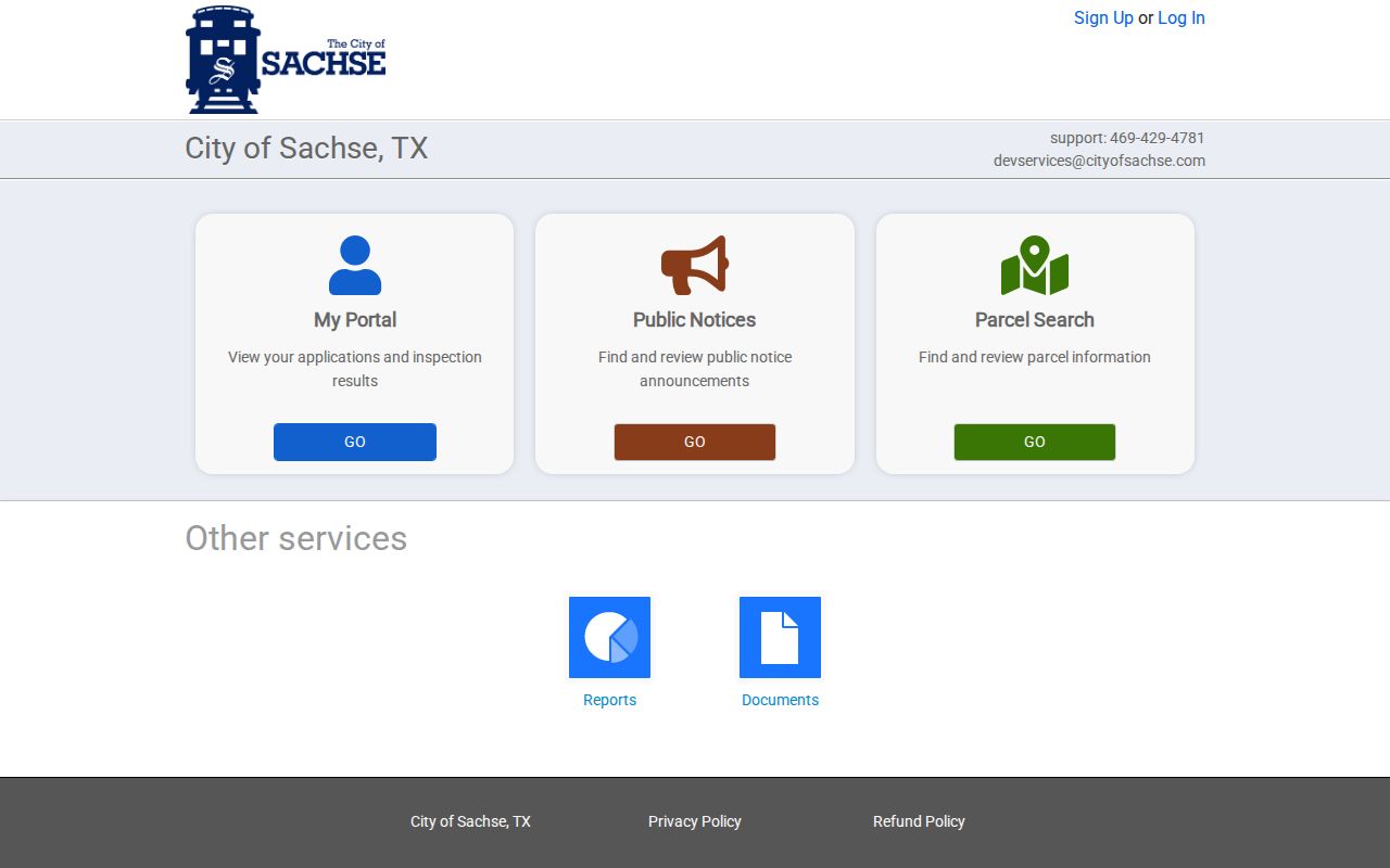 Sachse residents directory SmartGov public portal