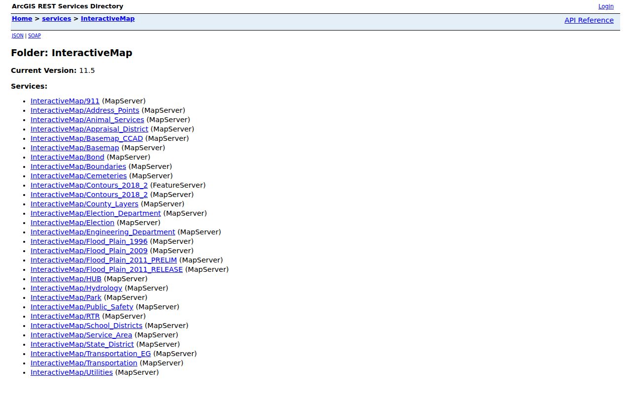 Sachse neighbors workflow through the Collin County InteractiveMap REST catalog