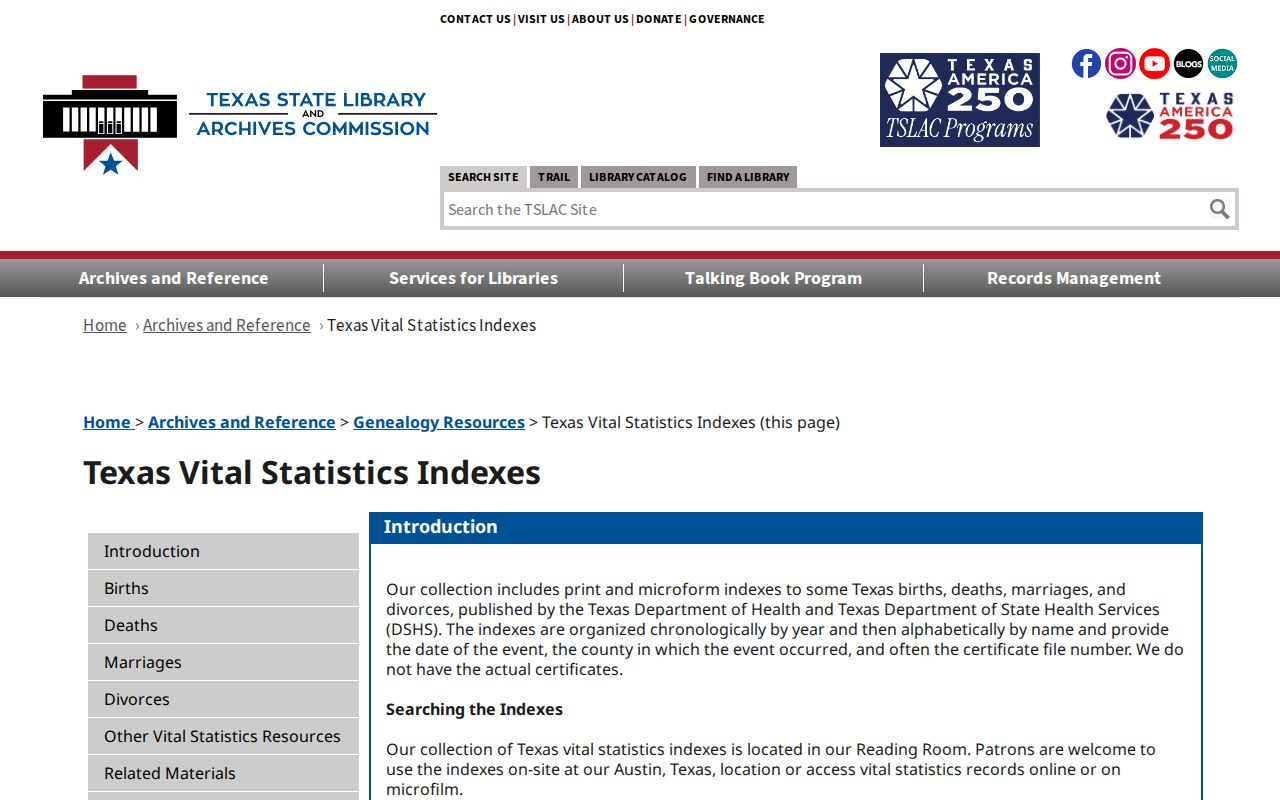 Sachse previous residents Texas State Library historical vital-index information