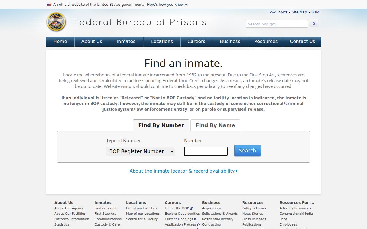 Sachse resident lookup limited to the Federal Bureau of Prisons inmate locator