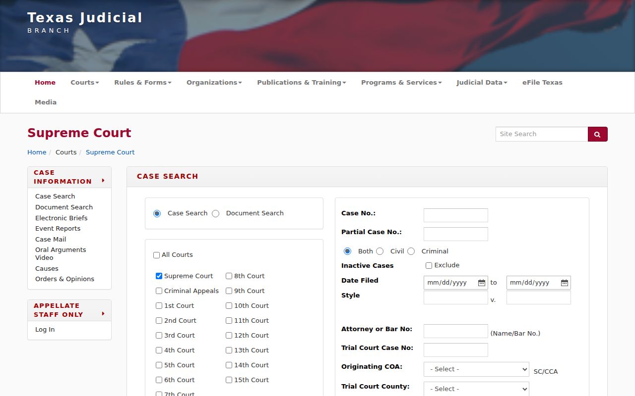 Sachse resident lookup using the Texas appellate TAMES search