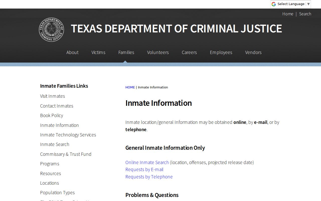 Sachse resident lookup limited to the Texas Department of Criminal Justice inmate search